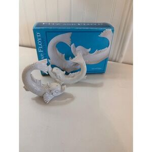 Fitz And Floyd Koi Fish Salt Pepper Shakers White Porcelain With Box Set